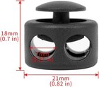 Double Hole Cord Lock Stoppers Plastic Spring Stop For Paracord  Drawstring blac