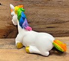 Unicorn With Rainbow Hair Resin Figurine 6  X 4 5 
