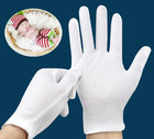 12 Pairs Soft Cotton Gloves - White  Stretchable Lining  Medium Size