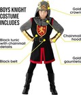 Kids Medieval Knight Costume    Crown Boys Warrior Lord Chainmail King 4-14 Yrs