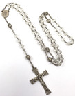 Antique Ornate Sterling Silver   Glass Beads Rosary Cross Crucifix  21 