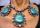 3pc Gem Royston Turquoise Necklace 16 l  4 2grt cuff Bracelet Sz6 5 ring Sz 7 75