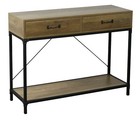 Rustic Console Table With 2 Drawers And 1 Shelf  Black Base  collectible  5453