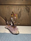 Dragon Serpent Figurine Blown Glass  Amethyst Crystals
