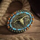 Western Vintage Cowboy Rodeo Belt Buckle - Large Silver Initial Design Unisex