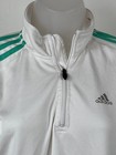 Adidas Jackets Womens Medium White Green Long Sleeve Quarter Zip Pullover Casual
