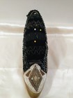Pin Cushion Large Shoe Beaded Gold Brass Tone Sequins Made In Usa Vintage