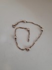 Vintage Unisex Sterling Silver Twisted Station Bead Ankle Bracelet Size 8 5  