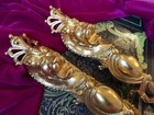 Antique French Empire Style Ormolu Bronze Lion Furniture Leg Mount Pediment X 2