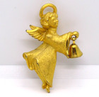 Vintage Angel Bell Pin Gold-tone Usa Made Religious Christmas Brooch