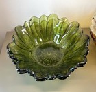 Vtg Indiana Glass Lily Pons Sunflower Serving Bowls Set Of 4 Green  Amber  Clear