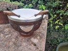 Antique Vintage   Edwardian  Carved Oak Wood Trophy Bowl    Servers 