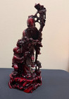 Vintage Chinese Shou Xing God Of Longevity Resin Statue 12  Tall Red Figurine
