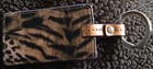 Tignanello Key Chain Purse Bag Charm Animal Print Leather Metal Key Ring Fob