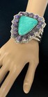 Beautiful Lrg Native American S s Turquoise   Chariote Cluster Bracelet 141gr