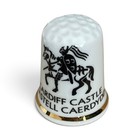 Fine English Bone China Collectible Thimble     Cardiff Castle Wales Souvenir