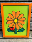 Vintage Inspired Groovy Daisy Hanging Memo Magnet Board 70s Orange Green Read