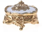 Vintage Jewelry Trinket Box Ornate Floral Gold Tone Oval Vintage 1962 Japan