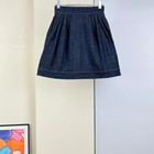Christian Dior Denim Floral   embroidered Pleated A   line Mini Skirt