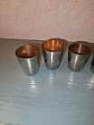 Vintage Midcentury Set Of Copper Lined Stainless Steel Shot Glasses-made In   