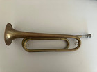 Vintage U s  Regulation Made In Usa Military Brass Bugle With Mouthpiece 