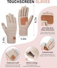 Womens Winter Accessories Set Beanie Scarf Touchscreen Gloves Headband Beige 4pc