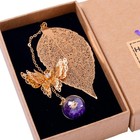 Charming Gift Boxed Metal Leaf Bookmarks With Gold Tassels For Readers