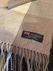 Unisex Cashmere Plaid Cream And Tan Scarf Made In Scotland 66    Long 12    Wide