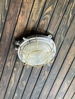 Vintage Salvaged Ship Deck Light Aluminum   Brass Cage Nautical Industrial