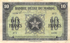 Morocco  10  Francs  1 5 1943  Series  X  Ww Ii Issue  Circulated Banknote Lbhk