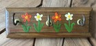 Vintage Wood Key Holder Wall Hanging Handpainted Flowers  choose Color  Unused