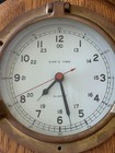 Vintage Ship s Time Nautical Porthole Quartz Wall Clock Brass   Oak Display Only