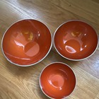 Emalox Norway Orange Aluminum Nesting Bowls Set Of 3 Vintage Mid Century Modern