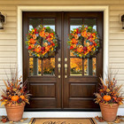 24 Inch Harvest Fall Wreaths For Front Door Outside With Orange Peony   Artifici