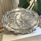 Vintage 1921 La Reine Pattern Silver Plate Footed Tray Platter By Wallace - 16 