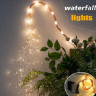 100-600 Led Copper Cable Fairy String Christmas Lights Waterfall Lights For Curt