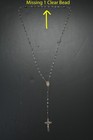 Rosary Sterling 1830 Miraculous Medal Mary Crucifix Clear Cut Beads Missing Bead