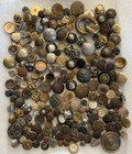 Vintage Antique Button Lot Silver Gold Tone Metal Buttons Art Deco Floral Enamel