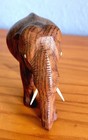 Hand Carved Wooden Elephant Figurine Solid Wood Asian Art Statue 3 X 4 Vintage