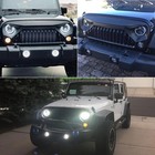 Pairs 7  Inch Round Led Headlights Halo Angle Eyes For Jeep Wrangler Jk Lj Tj Cj