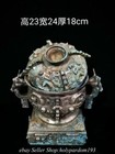 9 6  Chinese Western Zhou Dynasty Bronze Ware Silver Beast Handle Zun Statue
