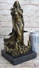 Female French Made Warrior Bronze Sculpture Art Deco Figurine Nude Figure Artwor