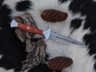 Handmade Damascus Steel Hunting Dagger Fixed Blade Boot Knife Sheath Double-edge