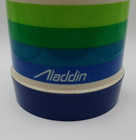 Vintage 1970s Aladdin Pint Thermos Striped Beige Blue Green Pint Stopper