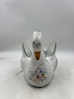 Vintage Portugal Swan Planter Vase Hand Painted Ceramic Floral 9  Decorative Pot