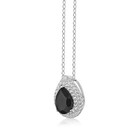 925 Sterling Silver Pear Black Onyx Pendant With White Topaz Accent Fine Jewelry