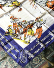 Vintage 1930s 1940s Silk Western Scarf Rodeo Cowboy Horse