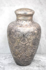 Older Silver Plated Cremation Urn  All Hand Engraved  Vintage  cu308  Chalice Co