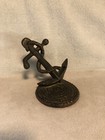 Vintage Brass Anchor Nautical Bookend On Coiled Rope