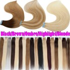Thick Tape In Russian Remy Human Hair Extensions Full Head 40pcs Blond Skin Weft